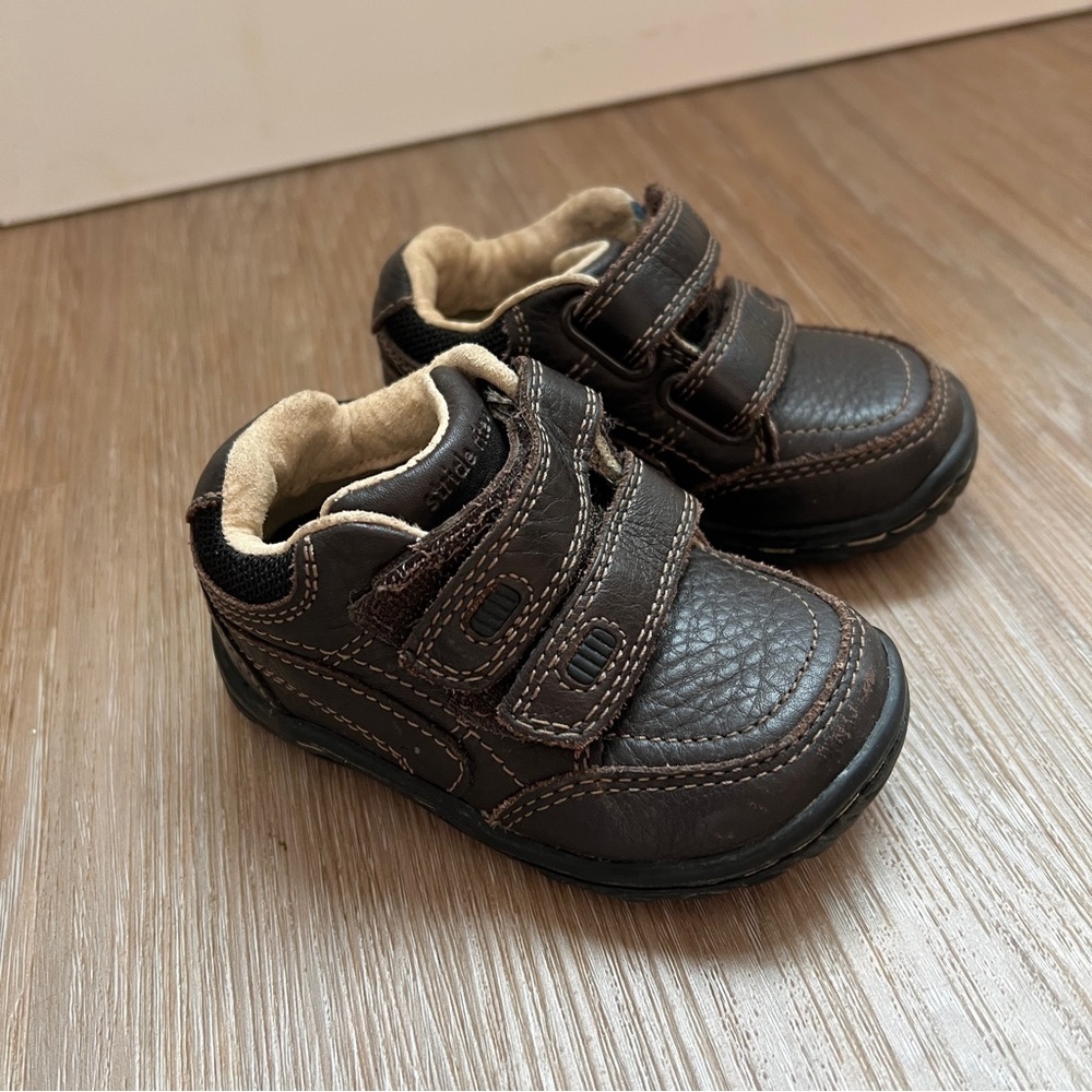 Stride Rite SRT Pierce Boys Brown Leather Shoes Size 4.5 Wide baby first walker